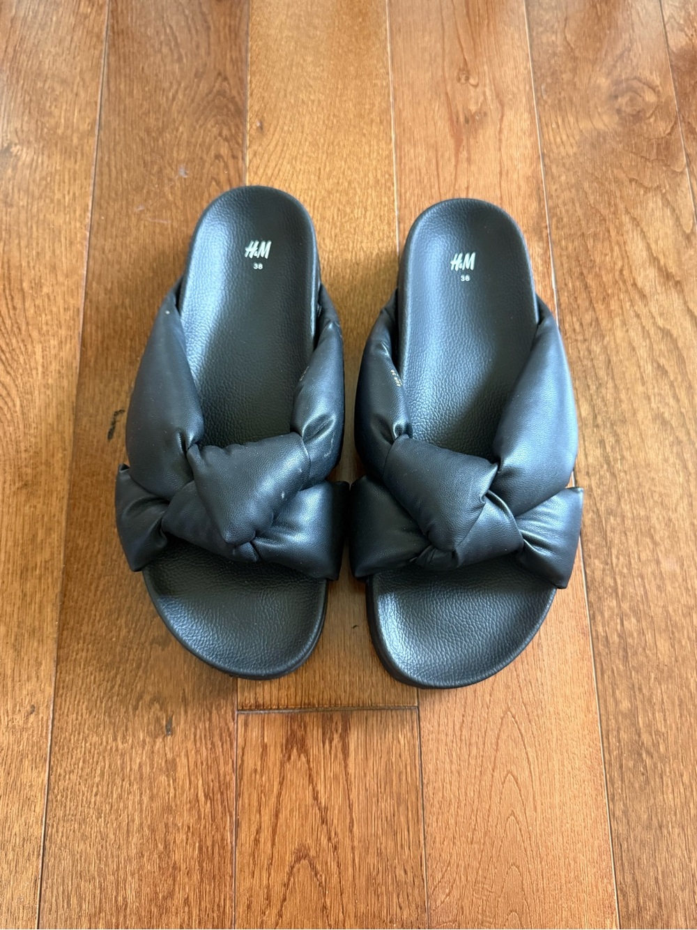H&M Black Knotted Slide Sandals